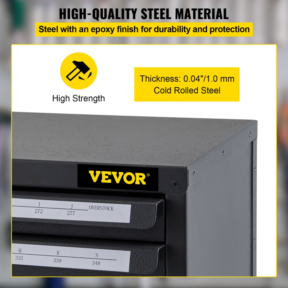 VEVOR Drill Bit Dispenser Cabinet, Three-Drawer Drill Bit Dispenser, Drill Bit Organizer Cabinet Cold Rolled Steel, 27-Compartment Drill Dispenser Organizer Cabinet Holder for Letter Sizes A to Z