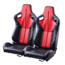 2 Set Racing Seat Adjustable Racing Chair with PVC Leather & Q235B Slider