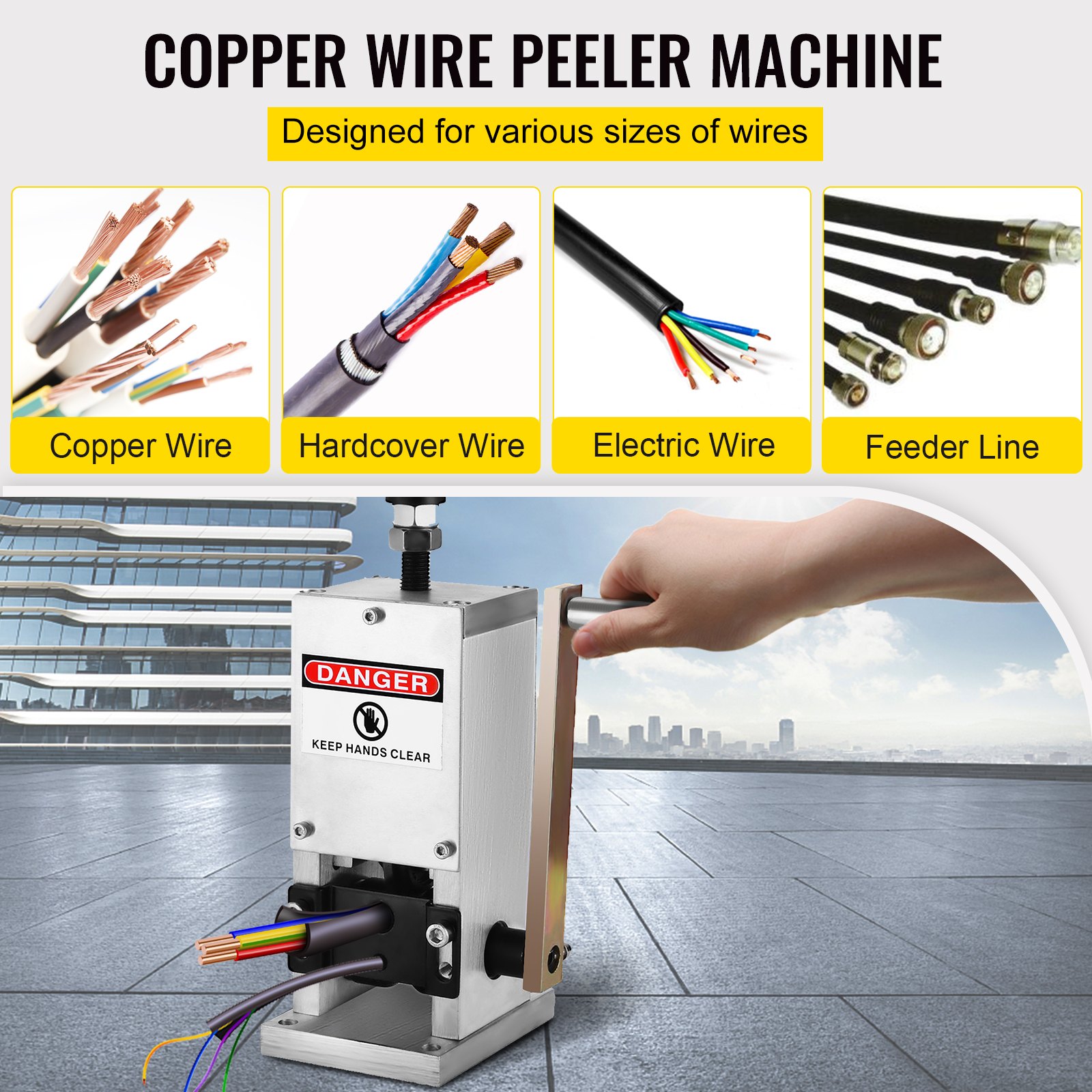 VEVOR Wire Stripping Machine Cable Stripper Machine Scrap Metal Recycle Manual Wire Cable Stripping Cutters (2 Holes)