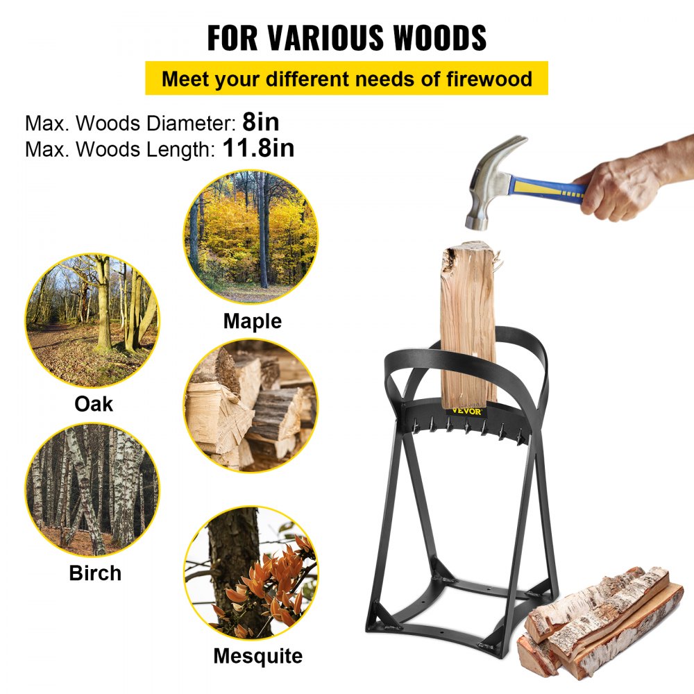 Log Splitter 20.3" x 13.2", Wood Splitter for 8" Diameter Wood, Firewood Splitter 8.6 Lbs, Easy to Carry, Manual Log Splitter Made of Q235 Steel, with 4 Screws & Blade Cover, for Home, Campsite Log Splitter 20.3" x 13.2", Wood Splitter for 8" Diameter Wood, Firewood Splitter 8.6 Lbs, Easy to Carry, Manual Log Splitter Made of Q235 Steel, with 4 Screws & Blade Cover, for Home, Campsite