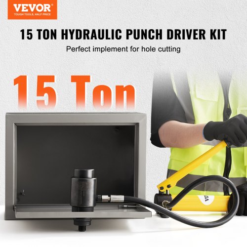 VEVOR 15 Ton Hydraulic Knockout Punch Driver Kit Hole Tool 1/2"-4" with 10 Dies