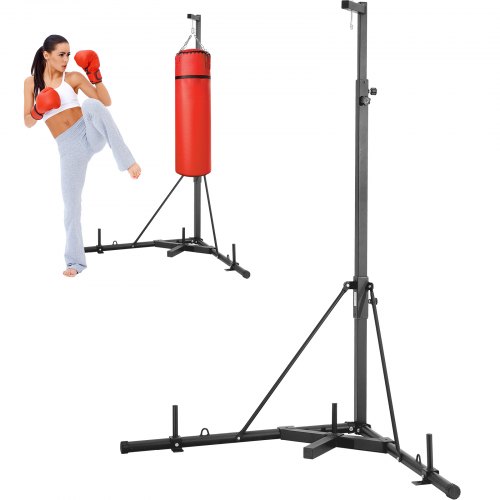 VEVOR Punching Bag Stand, Steel Heavy Duty Workout Training Equipment, Adjustable Height Boxing Punching Stand with Weighted Base, Holds Up to 400 lbs, Freestanding Sandbag Rack for Home Gym Fitness