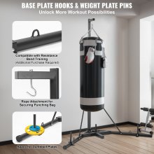Suport pentru saci de box VEVOR, echipament de antrenament de antrenament rezistent din oțel, suport de box de box cu înălțime reglabilă cu bază ponderată, susține până la 400 de lbs, suport independent pentru saci de nisip pentru fitness acasă.