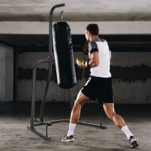 VEVOR boxzsák állvány, nagy teherbírású acél edzőfelszerelés, bokszzsákállvány, akár 400 font terhelés, szabadon álló homokzsákállvány súlyozott alappal, edzőfelszerelés otthoni edzőteremhez