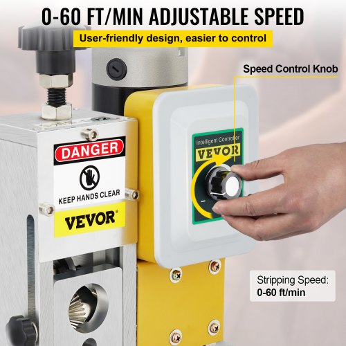 VEVOR Electric Wire Stripping Machine, Adjustable Speed, 0.06"-1.57" Diameter, with 4 Wire Feed Holes, Automatic Cable Stripper 400W w/ Replacement Blade, Copper Peeler for Industrial, CE Certificate