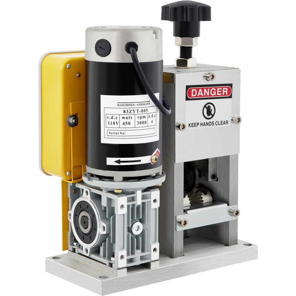 VEVOR Electric Wire Stripping Machine, Adjustable Speed, 0.06"-1.57" Diameter, with 4 Wire Feed Holes, Automatic Cable Stripper 400W w/ Replacement Blade, Copper Peeler for Industrial, CE Certificate