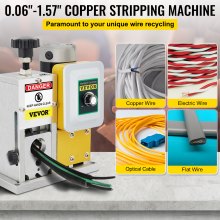 VEVOR Electric Wire Stripping Machine, Adjustable Speed, 0.06"-1.57" Diameter, with 4 Wire Feed Holes, Automatic Cable Stripper 400W w/ Replacement Blade, Copper Peeler for Industrial, CE Certificate