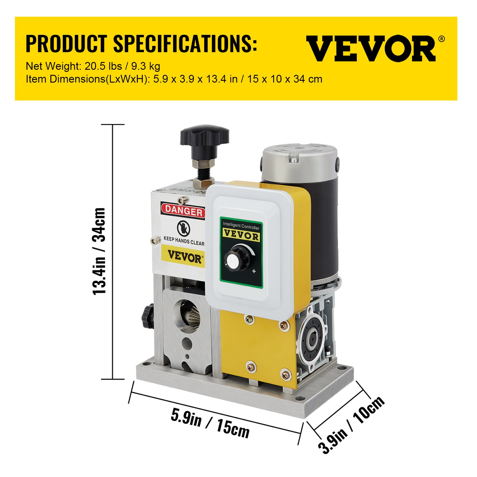 VEVOR Electric Wire Stripping Machine, Adjustable Speed, 0.06"-1.57" Diameter, with 4 Wire Feed Holes, Automatic Cable Stripper 400W w/ Replacement Blade, Copper Peeler for Industrial, CE Certificate