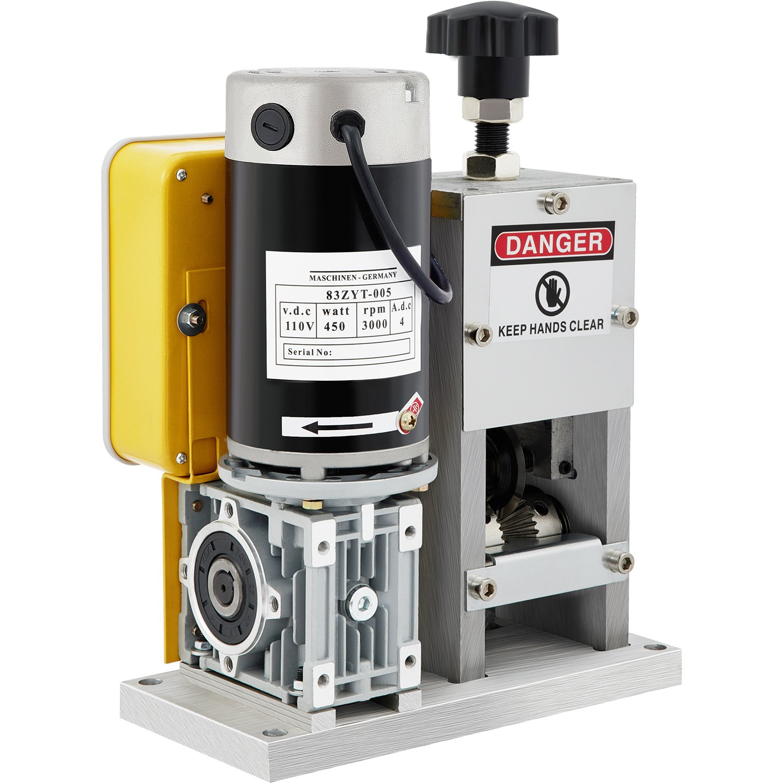 VEVOR Electric Wire Stripping Machine, Adjustable Speed, 0.06"-1.57" Diameter, with 4 Wire Feed Holes, Automatic Cable Stripper 400W w/ Replacement Blade, Copper Peeler for Industrial, CE Certificate