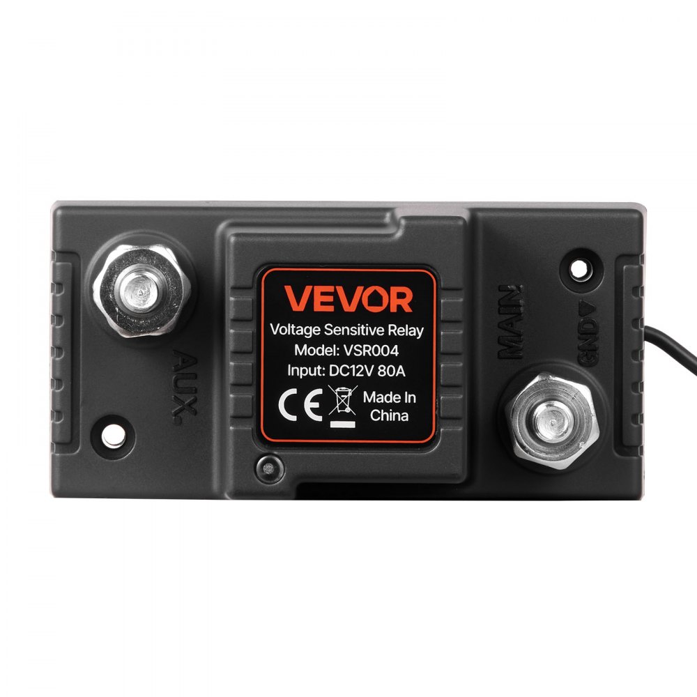 VEVOR Dual Battery Isolator Kit, 12V 80 Amp 2 ft 6 AWG, Manual / Automatic VSR Voltage Sensitive Relay with Voltmeter, LCD Screen, Smart Battery Isolator, Compatible with Lead-Acid Batteries, for UTV