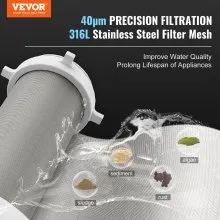 VEVOR Spin Down Filter, 40 Micron Whole House Sediment Filter for Well Water, 3/4" G-M + 1" G-M, 4 T/H High Flow Rate, for Whole House Water Filtration Systems, Well Water Sediment Filter