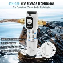 VEVOR Spin Down Filter, 40 Micron Whole House Sediment Filter for Well Water, 3/4" G-M + 1" G-M, 4 T/H High Flow Rate, for Whole House Water Filtration Systems, Well Water Sediment Filter