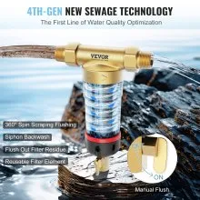 VEVOR Spin Down Filter, 40 Micron Whole House Sediment Filter for Well Water, 3/4" G-M + 1" G-M, 4 T/H High Flow Rate, for Whole House Water Filtration Systems, Well Water Sediment Filter