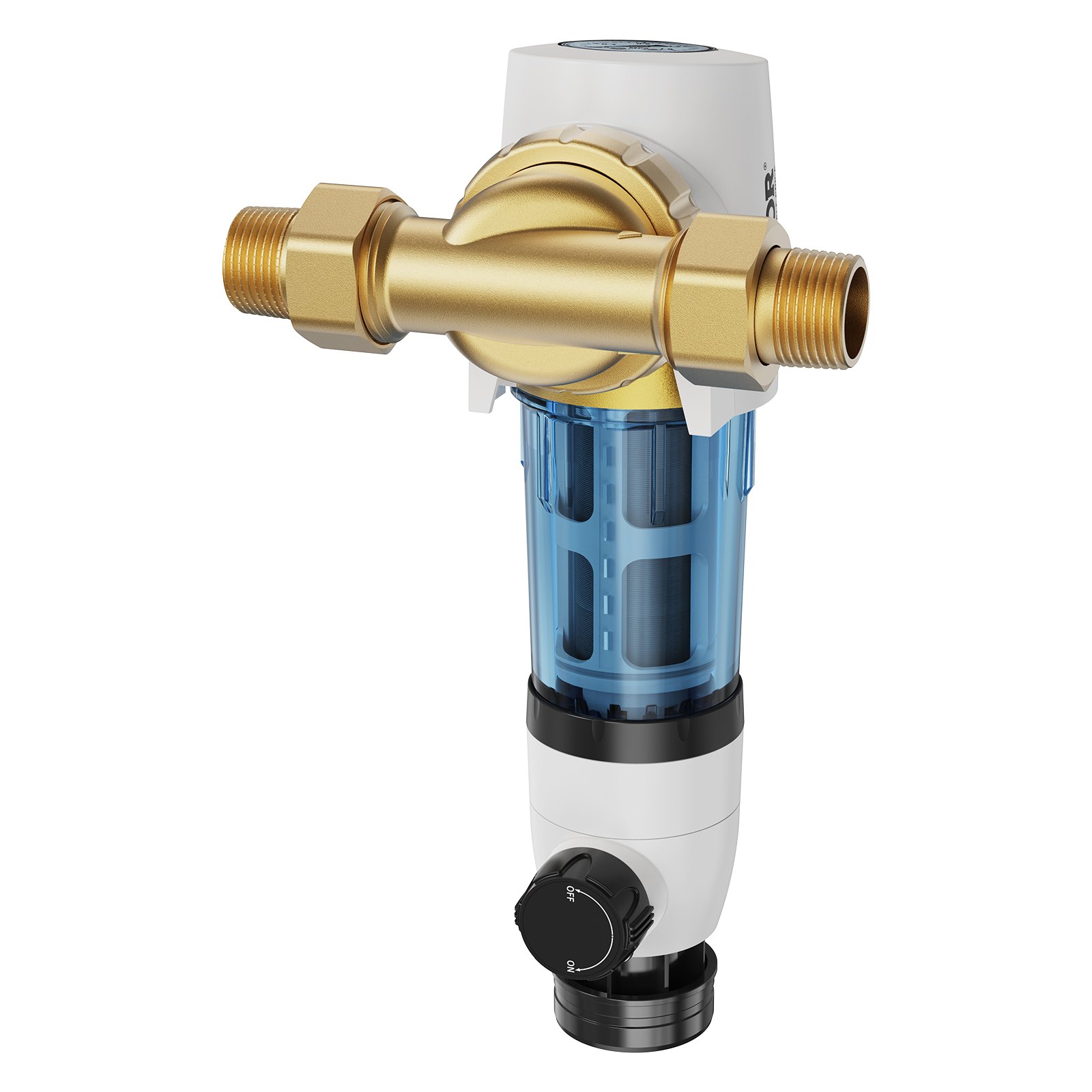 VEVOR Spin Down Filter, 40 Micron Whole House Sediment Filter for Well Water, 3/4" G-M + 1" G-M, 4 T/H High Flow Rate, for Whole House Water Filtration Systems, Well Water Sediment Filter