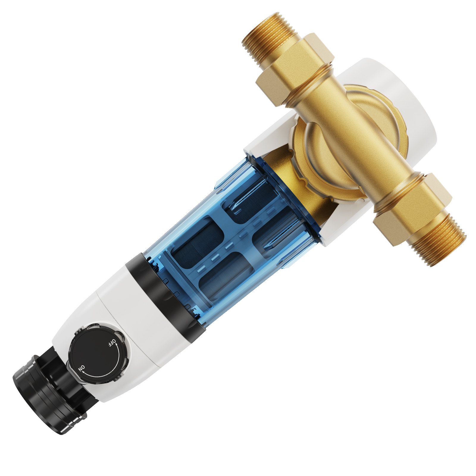 VEVOR Spin Down Filter, 40 Micron Whole House Sediment Filter for Well Water, 3/4" G-M + 1" G-M, 4 T/H High Flow Rate, for Whole House Water Filtration Systems, Well Water Sediment Filter