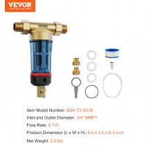 VEVOR Filtro giratorio, filtro de sedimentos de 40 micrones para agua de pozo, 3/4" MNPT, 4 T/H de alto flujo, para sistemas de filtración de agua de toda la casa, filtro de sedimentos de agua de pozo