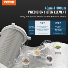 VEVOR Spin Down Filter, 40 Micron + 30 Micron Fine Filtration, Whole House Sediment Filter for Well Water, 3/4" FNPT + 1" MNPT, 4 T/H High Flow Rate, for Whole House Water Filtration Systems