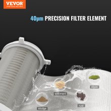 VEVOR Spin Down Filter, 40 Micron Whole House Sediment Filter for Well Water, 3/4" FNPT + 1" MNPT, 4 T/H High Flow Rate, for Whole House Water Filtration Systems, Well Water Sediment Filter