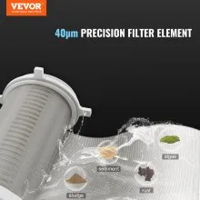 VEVOR Spin Down Filter, 40 Micron Whole House Sediment Filter for Well Water, 3/4" FNPT + 1" MNPT, 4 T/H High Flow Rate, for Whole House Water Filtration Systems, Well Water Sediment Filter