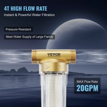 VEVOR Filtro giratorio, filtro de sedimentos de 40 micrones para agua de pozo, 3/4" FNPT + 1" MNPT, 4 T/H de alto flujo, para sistemas de filtración de agua de toda la casa, filtro de sedimentos de agua de pozo