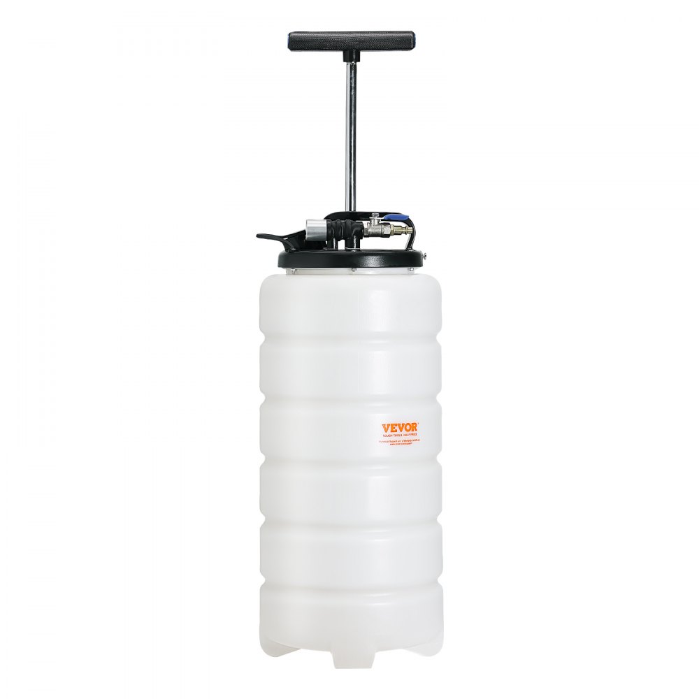 white VEVOR fluid extractor with a t-handle, ribbed body, and black top components.