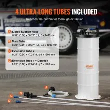 VEVOR Fluid Extractor, 1.74 Gallons (6.5 Liters), Pneumatic/Manual Oil Changer Vacuum Fluid Extractor with Dipstick and Suction Hose, Oil Extractor Change Pump for Automotive Fluids Vacuum Evacuation