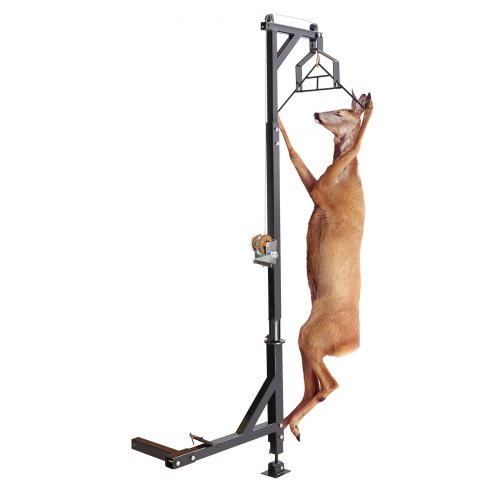 VEVOR Hitch Mounted Deer Hoist, 400 lbs Load Capacity, Hitch Game Hoist, Truck Hitch Deer Hoist with Winch Lift Gambrel Set, 2-inch Hitch Receiver, Foot Base, Adjustable Height and 360 Degrees Swivel