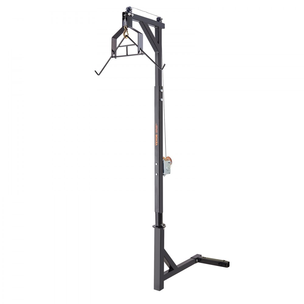 VEVOR Hitch Mounted Deer Hoist, 400 lbs Load Capacity, Hitch Game Hoist, Truck Hitch Deer Hoist with Winch Lift Gambrel Set, 2-inch Hitch Receiver, Adjustable Height & 360 Degrees Swivel, Carbon Steel