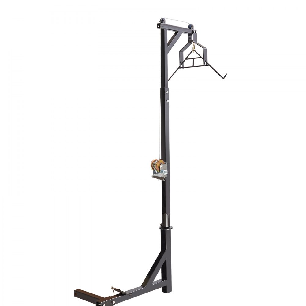 VEVOR Hitch Mounted Deer Hoist, 400 lbs Load Capacity, Hitch Game Hoist, Truck Hitch Deer Hoist with Winch Lift Gambrel Set, 2-inch Hitch Receiver, Adjustable Height & 360 Degrees Swivel, Carbon Steel