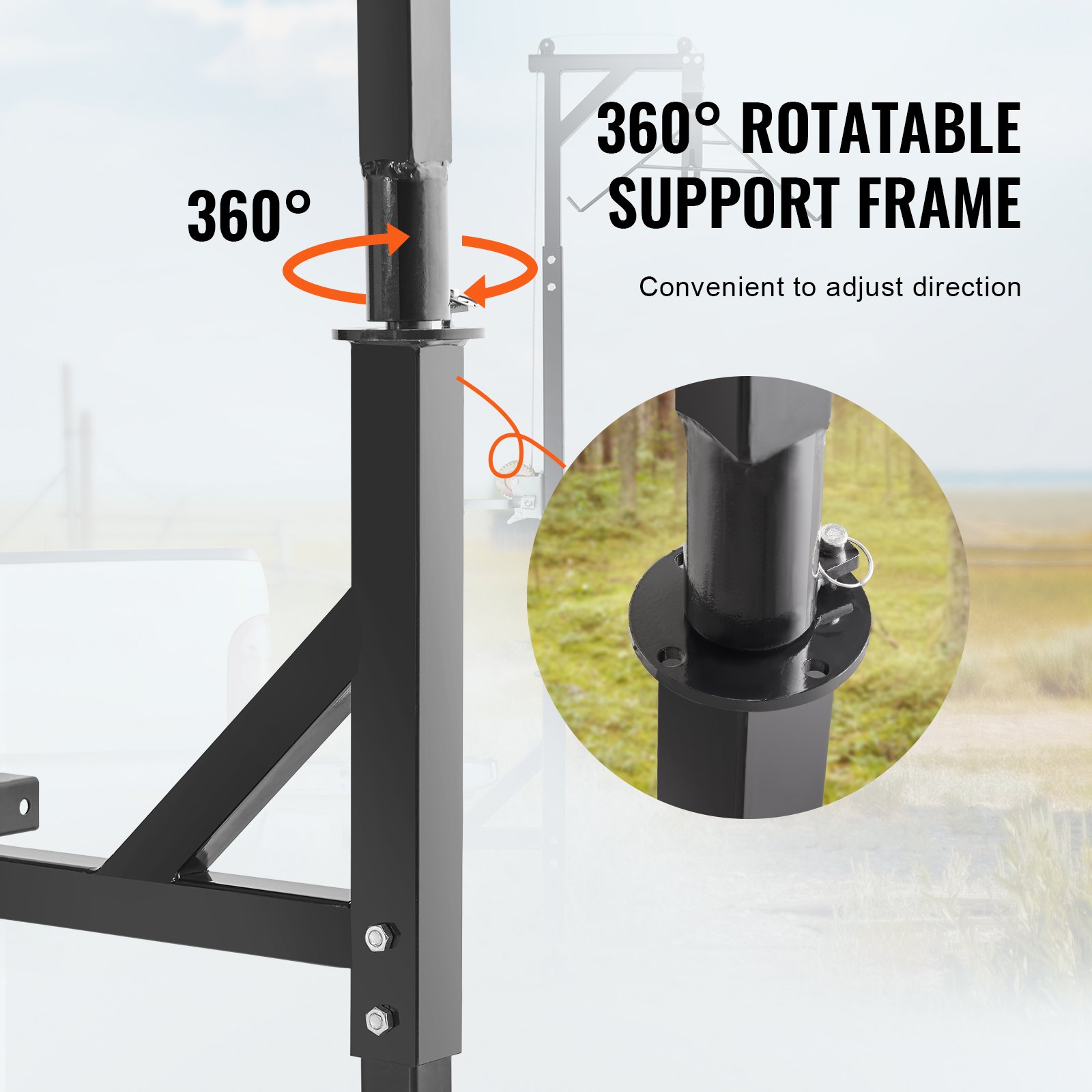 VEVOR Hitch Mounted Deer Hoist, 400 lbs Load Capacity, Hitch Game Hoist, Truck Hitch Deer Hoist with Winch Lift Gambrel Set, 2-inch Hitch Receiver, Adjustable Height & 360 Degrees Swivel, Carbon Steel