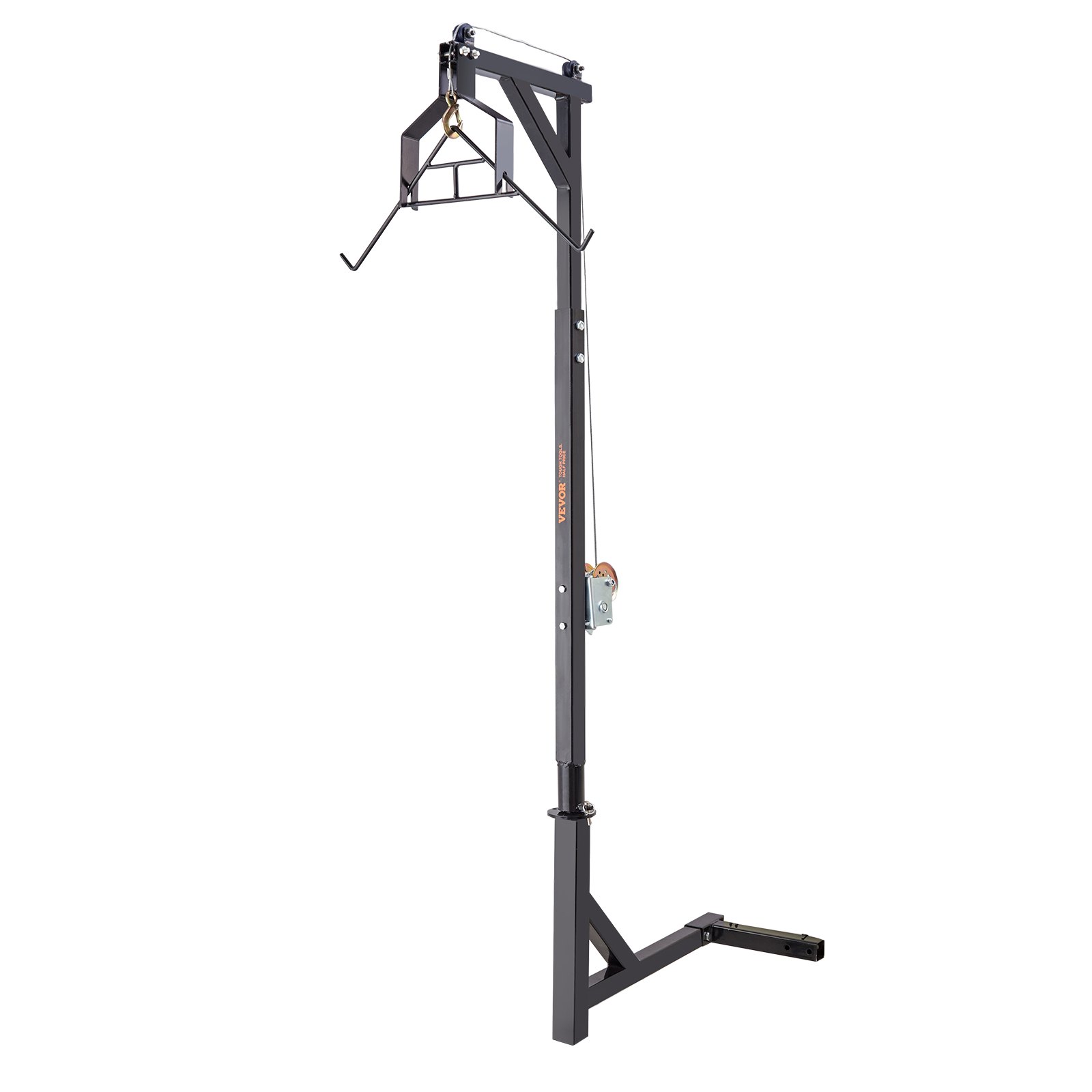 VEVOR Hitch Mounted Deer Hoist, 400 lbs Load Capacity, Hitch Game Hoist, Truck Hitch Deer Hoist with Winch Lift Gambrel Set, 2-inch Hitch Receiver, Adjustable Height & 360 Degrees Swivel, Carbon Steel