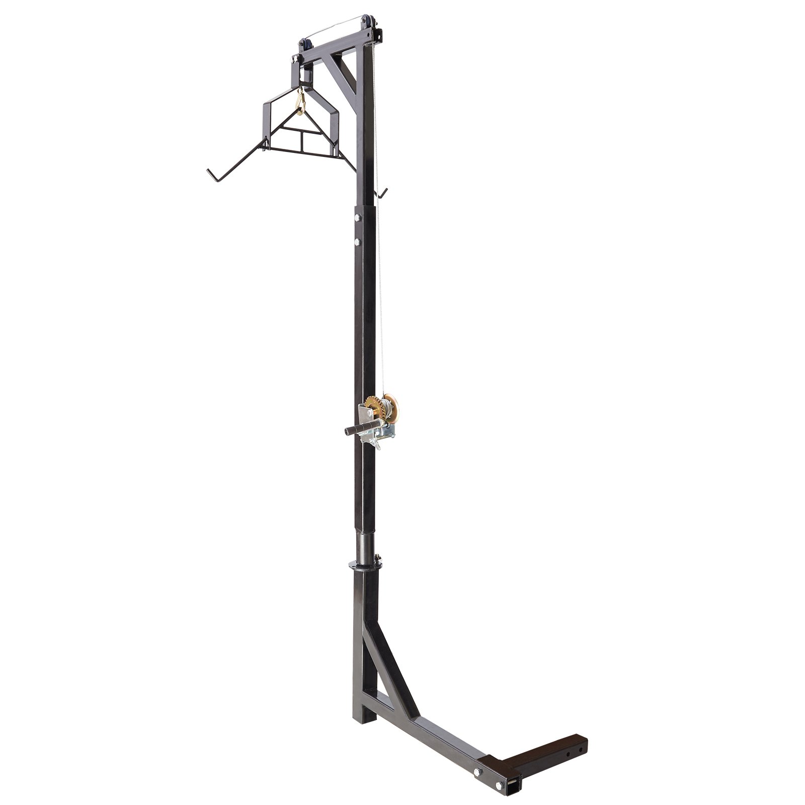 VEVOR Hitch Mounted Deer Hoist, 400 lbs Load Capacity, Hitch Game Hoist, Truck Hitch Deer Hoist with Winch Lift Gambrel Set, 2-inch Hitch Receiver, Adjustable Height & 360 Degrees Swivel, Carbon Steel