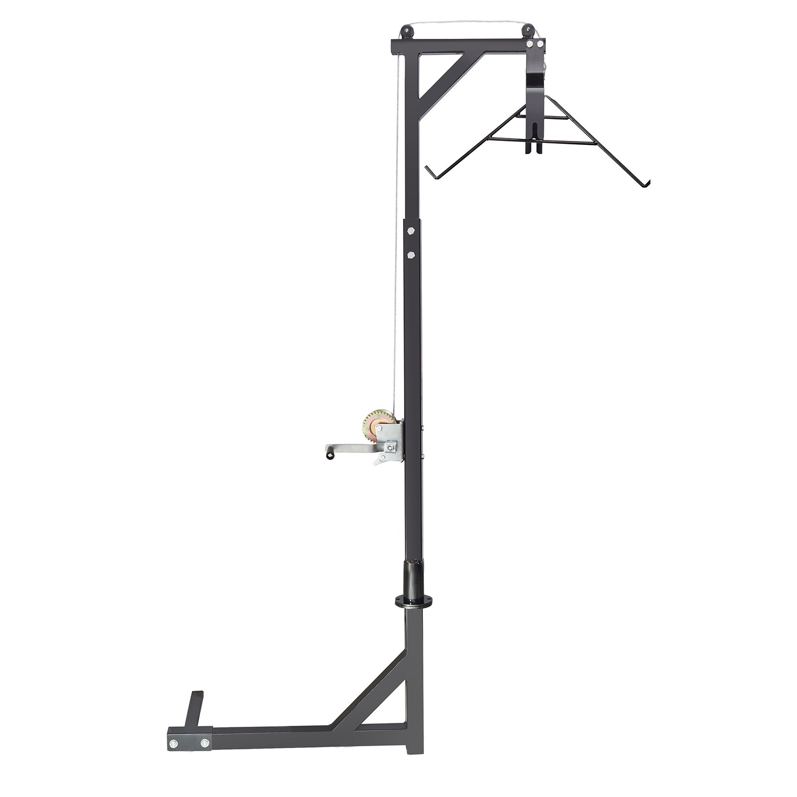 VEVOR Hitch Mounted Deer Hoist, 400 lbs Load Capacity, Hitch Game Hoist, Truck Hitch Deer Hoist with Winch Lift Gambrel Set, 2-inch Hitch Receiver, Adjustable Height & 360 Degrees Swivel, Carbon Steel