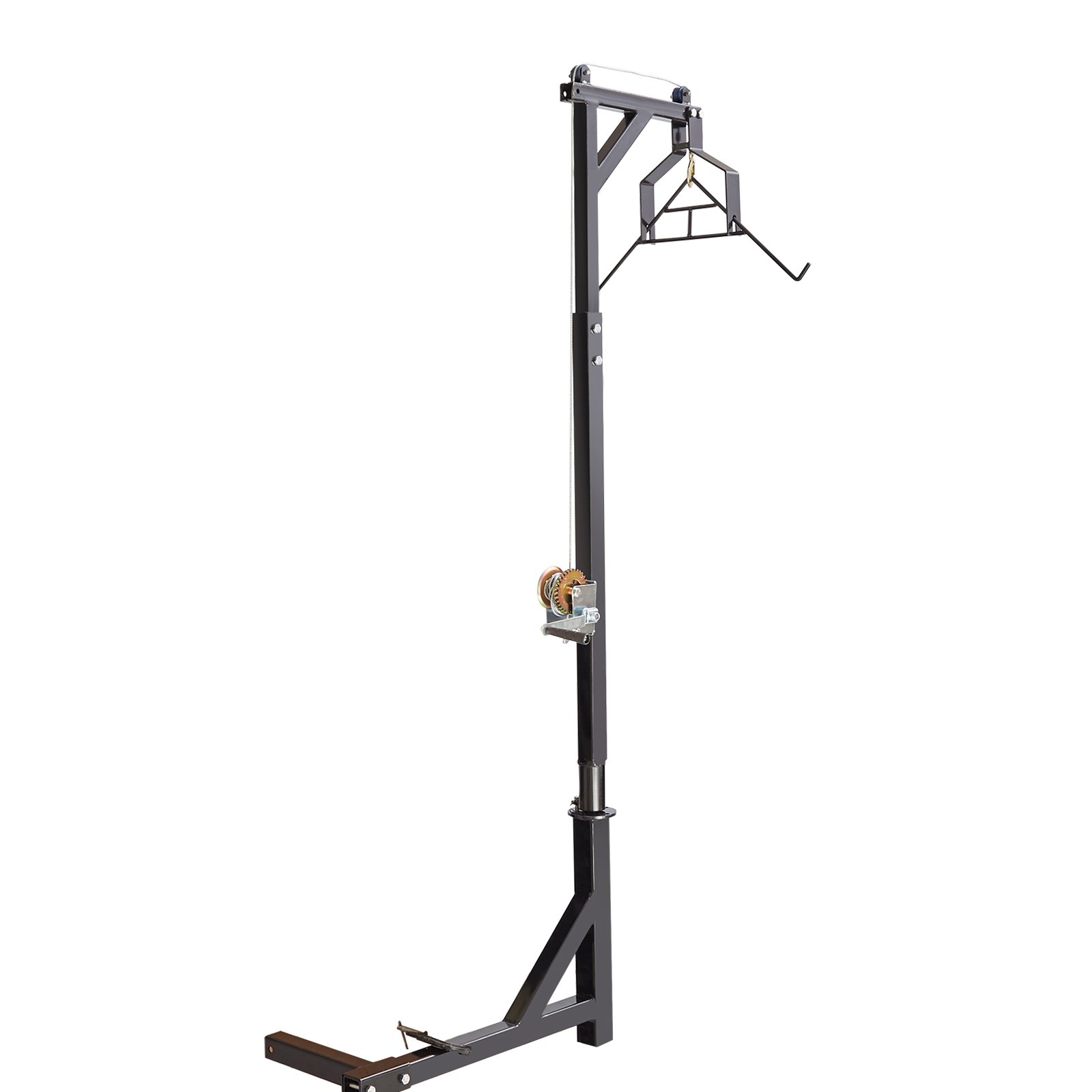 VEVOR Hitch Mounted Deer Hoist, 400 lbs Load Capacity, Hitch Game Hoist, Truck Hitch Deer Hoist with Winch Lift Gambrel Set, 2-inch Hitch Receiver, Adjustable Height & 360 Degrees Swivel, Carbon Steel
