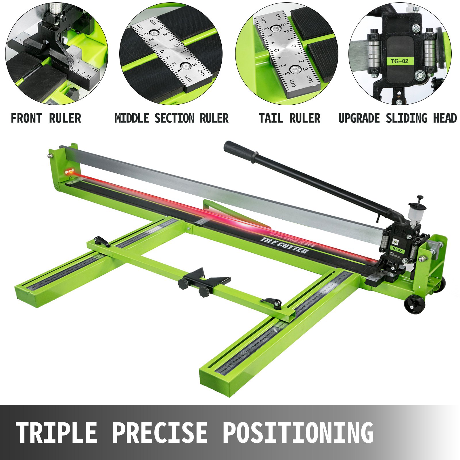 VEVOR Tile Cutter Manual Green Tile Score Cutter, with Tungsten Carbide Scoring Wheel, Professional Vinyl Plank Cutter, Adjustable Laser Guide for  Precision Cutting Porcelain Ceramic Floor Tiles