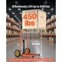 VEVOR Material Lift Winch Stacker 450 lbs Pallet Truck Dolly 35.8-inch Lift