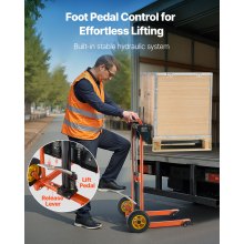 VEVOR Material Lift Winch Stacker 450 lbs Pallet Truck Dolly 35.8-inch Lift