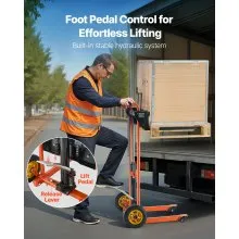 VEVOR Material Lift Winch Stacker 450 lbs Pallet Truck Dolly 39.4-inch Lift