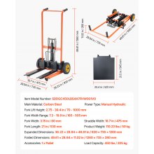 VEVOR Material Lift Winch Stacker 450 lbs Pallet Truck Dolly 39.4-inch Lift