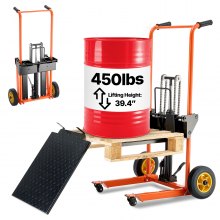VEVOR Material Lift Winch Stacker 450 lbs Pallet Truck Dolly 39.4-inch Lift