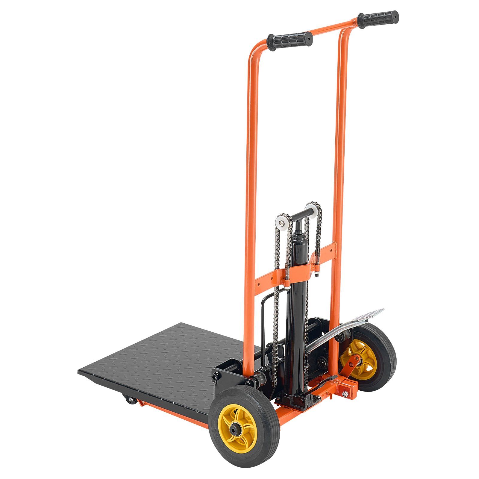 VEVOR Hydraulic Material Lift Winch Stacker, 205 kg Load Capacity, Pallet Truck Dolly with Fork Lift Table, 1000 mm Max Lifting Height, Foldable & Portable Pallet Jack Table Cart, Yellow & Black