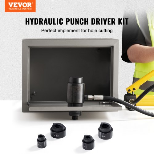 VEVOR Hydraulic Knockout Punch Driver Kit Hole Tool 4 Die 1/2", 3/4", 1", 1-1/4"