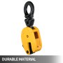 VEVOR lifting clamp, yellow with black hook, displaying "durable material".