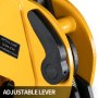 close-up of a VEVOR lifting clamp's adjustable lever with a yellow finish.