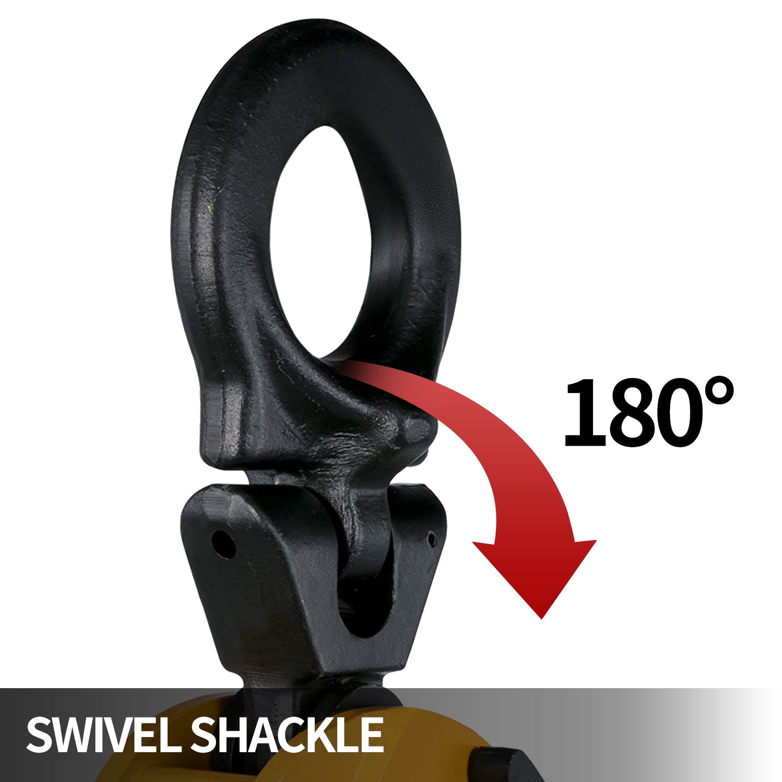 VEVOR lifting clamp with 180° swivel shackle for versatile lifting and securing.