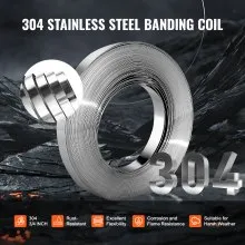 VEVOR Banding Strapping Kit with Strapping Tensioner Tool, 100 ft Length 304 Stainless Steel Banding, 100 Metal Seals, Pallet Packaging Strapping Banding Kit, Banding Packaging Strapping for Packing