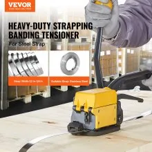 VEVOR Steel Strapping Tool for 1/2"-3/4" Width, 3-in-1 (Tensioner, Crimper, Cutter) Manual Belt Packaging Banding Machine Packaging Metal Steel Strapping Banding Tool Machine for Stainless Steel Strap