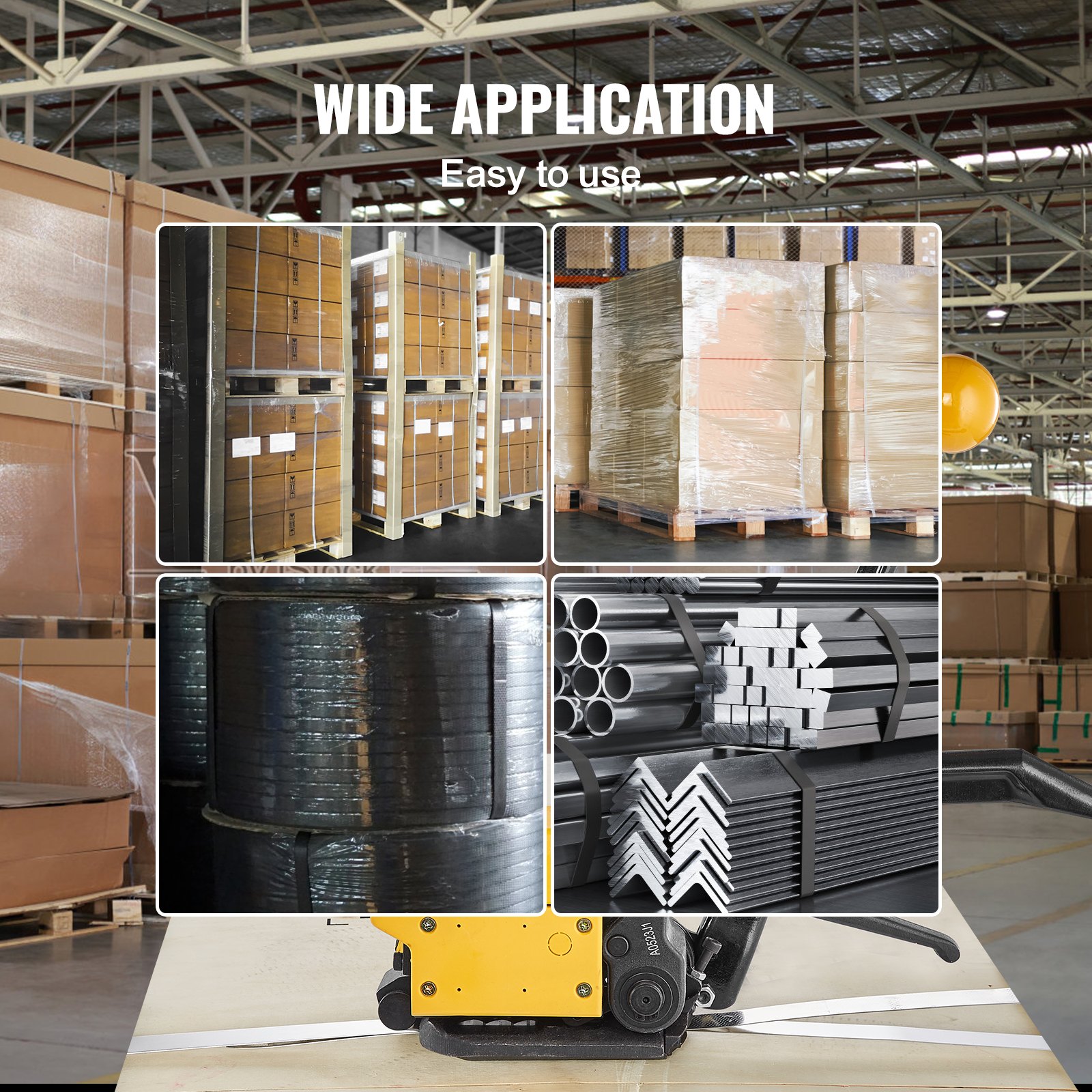 VEVOR Steel Strapping Tool for 1.3-1.9 cm Width, 3-in-1 (Tensioner, Crimper, Cutter) Manual Belt Packaging Banding Machine Packaging Metal Steel Strapping Banding Tool Machine for Stainless Steel Strap