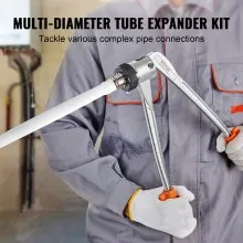 VEVOR Pipe Tube Expander, 1/2", 3/4", 1" OD PEX Tubing Expander, Professional Manual Lever PEX Tools Expander, with 3 Expansion Heads, Pipe Cutter for PEX Tubes