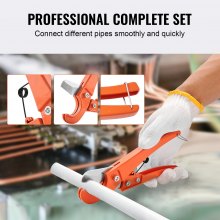 VEVOR Pipe Tube Expander, 1/2", 3/4", 1" OD PEX Tubing Expander, Professional Manual Lever PEX Tools Expander, with 3 Expansion Heads, Pipe Cutter for PEX Tubes